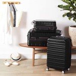 Amazon Basics 2 Piece Set (20", 28") With TSA Locks, Hardshell Suitcases With Four Multi-directional Wheels, Expandable For Up to 25% More Space, With Scratch-Resistant Surface, Black