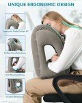 JefDiee Inflatable Travel Pillow, Airplane Neck Pillow Comfortably Supports Head and Chin for Airplanes, Trains, Cars Office Napping on The Tray Table (Grey)