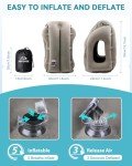JefDiee Inflatable Travel Pillow, Airplane Neck Pillow Comfortably Supports Head and Chin for Airplanes, Trains, Cars Office Napping on The Tray Table (Grey)