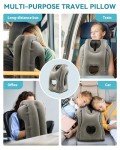JefDiee Inflatable Travel Pillow, Airplane Neck Pillow Comfortably Supports Head and Chin for Airplanes, Trains, Cars Office Napping on The Tray Table (Grey)