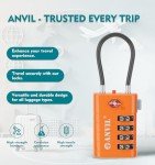 ANVIL 4 Digit Luggage Locks, TSA Locks for Luggage, Advanced TSA008 core, Alert Indicator for Your Travel Lock, Suitcase Lock. (2, Orange)