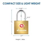 4 Pack TSA Approved Travel Luggage Locks with Keys, Solid Brass Copper Keyed Padlock, Small Locks for Suitcase, Backpack, Gym Locker, Jewelry Box, Gold-by GIVERARE