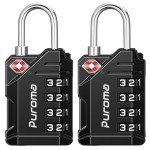 Puroma TSA Approved Travel Luggage Locks, 2 Pack Black 4 Digit Resettable Combination Code Lock with Zinc Alloy Body for Suitcase, Backpack, Laptop Bag, Gym Locker, Toolbox