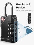 Puroma TSA Approved Travel Luggage Locks, 2 Pack Black 4 Digit Resettable Combination Code Lock with Zinc Alloy Body for Suitcase, Backpack, Laptop Bag, Gym Locker, Toolbox