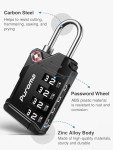 Puroma TSA Approved Travel Luggage Locks, 2 Pack Black 4 Digit Resettable Combination Code Lock with Zinc Alloy Body for Suitcase, Backpack, Laptop Bag, Gym Locker, Toolbox