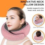 Vzpeun Travel Pillow - Hooded Neck Pillow Airplane, Memory Foam Pillow for Plane, Office, Cars Sleeping, Long Flight Must Haves, Road Trip Essentials Accessories for Adults (Red)