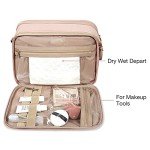 BAGSMART Toiletry Bag for Women, Large Toiletry Bag Water-resistant Makeup Cosmetic Organizer Bag Door Room Essentials for Accessories, Shampoo, Full Sized Container, Toiletries (Medium, Pink)