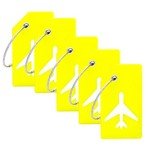 5Pack Silicone Luggage Tag with Name ID Card Perfect to Quickly Spot Luggage Suitcase by Ovener (Yellow)