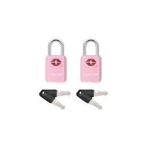 SURE LOCK TSA Approved Luggage Locks - One Key Opens All, Compact & Durable Zinc Alloy Travel Lock with Steel Shackle, Keyed Alike (Pink 2 Locks, Mini Size for Suitcase/Backpack/Gym Locker)