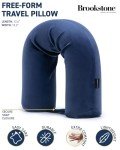 Brookstone Free Form Travel Pillow - Lightweight Flexible Memory Foam Travel Neck Pillow for Sleeping, Car, Airplane & Travel Support, Blue