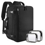 Sinaliy Large Travel Backpack for Women Men, Expandable 40L Carry On Backpack, 17 Inch Laptop Backpack College Bookbag, Waterproof Travel bag as Person Item Flight Approved