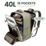 LOVEVOOK Travel Backpack For Women,40L Carry On Backpack Flight Approved,TSA Personal Item Travel Bag Fits 17 Inch Laptop,Business Weekender Overnight Daypack with Back Pad and Chest Buckle,Cubes