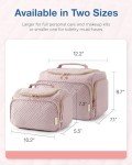 BAGSMART Travel Toiletry Bag, Large Wide-open Travel Bag for Toiletries, Makeup Cosmetic Travel Bag with Handle, Pink-M