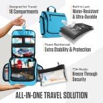 VENTURE 4TH Hanging Travel Toiletry Bag for Women & Men - Travel Organizer with Expandable Compartments & Removable Clear Pouch for Toiletries (Light Blue)