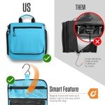 VENTURE 4TH Hanging Travel Toiletry Bag for Women & Men - Travel Organizer with Expandable Compartments & Removable Clear Pouch for Toiletries (Light Blue)