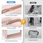 PACKISM TSA Approved Toiletry Bag - 3 Pack Upgrade Color-Edged Clear Makeup Bag, Clear Toiletry Bag For Traveling Fits Various Storage Needs, Pink