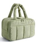 BAGSMART Travel Toiletry Bag, Puffy Large Toiletry Bag for Women, Lightweight Cosmetic Makeup Bag Organizer with Handle for Traveling, Accessories, Essentials, Toiletries (Green)