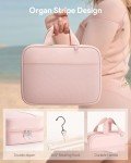Lotour Travel Toiletry Bag for Women with Travel Size Silicone Containers Set, Hanging Toiletry Bag for toiletries, Cosmetic Bag Travel Organizer (Pink)
