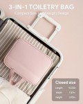 Lotour Travel Toiletry Bag for Women with Travel Size Silicone Containers Set, Hanging Toiletry Bag for toiletries, Cosmetic Bag Travel Organizer (Pink)