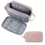BAGSMART Toiletry Bag for Women, Cosmetic Makeup Bag Organizer, Travel Bag for Toiletries, Dopp Kit Water-resistant Shaving Bag for Accessories, Pink-Medium