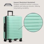 U.S. Traveler Boren Polycarbonate Hardside Rugged Travel Suitcase Luggage with 8 Spinner Wheels, Aluminum Handle, Mint, Checked-Large 30-Inch
