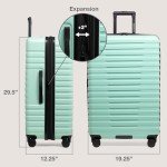 U.S. Traveler Boren Polycarbonate Hardside Rugged Travel Suitcase Luggage with 8 Spinner Wheels, Aluminum Handle, Mint, Checked-Large 30-Inch