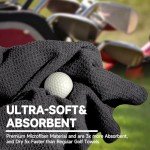 ATTRACTIVE Golf Towels, Microfiber Waffle Pattern Towels - Golf Club Brush with Cleaning (2 Black Towel+Black Brush)