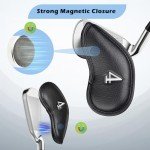 Craftsman Golf Magnetic Closure Black Leather Iron Headcover Covers Set 10pcs with No. on Both Sides for Left and Right Golfer