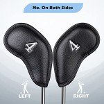 Craftsman Golf Magnetic Closure Black Leather Iron Headcover Covers Set 10pcs with No. on Both Sides for Left and Right Golfer