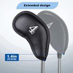 Craftsman Golf Magnetic Closure Black Leather Iron Headcover Covers Set 10pcs with No. on Both Sides for Left and Right Golfer
