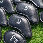 Craftsman Golf Magnetic Closure Black Leather Iron Headcover Covers Set 10pcs with No. on Both Sides for Left and Right Golfer
