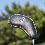 Craftsman Golf Magnetic Closure Black Leather Iron Headcover Covers Set 10pcs with No. on Both Sides for Left and Right Golfer