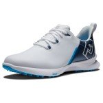 FootJoy Men's FJ Fuel Sport Previous Season Style Golf Shoe, White/Navy/Blue, 8.5