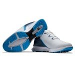 FootJoy Men's FJ Fuel Sport Previous Season Style Golf Shoe, White/Navy/Blue, 8.5