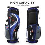 Golf Stand Bag - 14-Way Divider, 5 Pockets Golf Club Bags, Ergonomic Straps, Waterproof Nylon Material, Ideal for All Golfers (Grey)