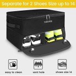 YOREPEK Large 2 Layer Golf Trunk Organizer for 2 Size 14 Pair Shoes, Water Resistant Car Trunk Locker with Separate Ventilated Compartment, Golfing Gear Storage for Men, Unique Golf Gifts, BLACK