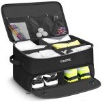 YOREPEK Large 2 Layer Golf Trunk Organizer for 2 Size 14 Pair Shoes, Water Resistant Car Trunk Locker with Separate Ventilated Compartment, Golfing Gear Storage for Men, Unique Golf Gifts, BLACK