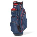 Bag Boy Chiller Golf Cart Bag, 14 Way Top with Full Length Individual Dividers, Dedicated Putter Well, Removable Cooler, 12 Pockets, Navy/Red/White