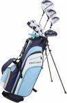 Precise M3 Ladies Womens Complete Golf Clubs Set Includes Driver, Fairway, Hybrid, 7-PW Irons, Putter, Stand Bag, 3 H/C's Blue - Regular or Petite Size!