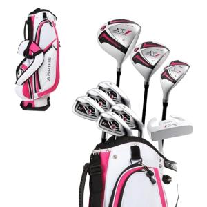 Aspire X1 Women’s Golf Clubs Set – 15 Piece Golf Club Package with Titanium Alloy Driver, Fairway Wood, 6pw Irons, Putter, Lightweight Stand Bag & Headcovers – Right Handed Petite & Regular Sizes