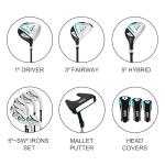 KVV Premium Right Hand Golf Club Set 11-Piece Set for Women, Including Driver, Fairway, Hybrid, 5#-P# Irons, Putter Steel Shaft Regular Flex Golf Clubs, Without Golf Bag