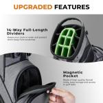 UNIHIMAL 14 Way Dividers Golf Stand Bag Lightweight, Golf Bag for Men Women with Multiple Pockets, Dual Strap and Rain Cover Hood (Grey)