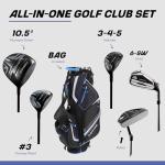 Aspire Pro-X 19-Piece Men’s Golf Clubs Full Set Right Handed, Driver, #3 Fairway Wood, 3-4-5 Hybrids, 6-SW Irons, Putter, Stand Bag & 5 H/C's, Regular & Tall Sizes, Golf Club Sets for Men