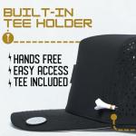 BRIMZ Golf Performance Hat - Breathable Sweat & Water Resistant Golfing Snapback Cap with Tee Holder & Magnetic Ball Marker (Black)