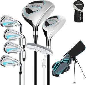 XDriveMax 8 Pieces Complete Mens Golf Club Set Right/Left Hand for Men Women Includes Stand Bag with Rain Hood, 3# Fairway Wood with Head Covers, 5# Hybrid, 5#, 7#, 9# S# Irons and Putter