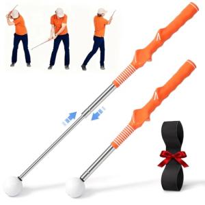 Zanthoxa Retractable Golf Swing Training Aid, Right-Handed Tempo Stick Golf, Golf Click Stick & Retractable Golf Swing Trainer Enhance Swing Rhythm, Grip Strength & Speed for Beginner Golfers