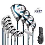 PGM Men's G300 Complete Golf Club Set - Titanium #1 Driver, Draw-Biased Hybrid, High-Strength Iron Set, High Forgiveness Putter, with Stand Bag (Left-Handed, 12Pcs Clubs-Regular)