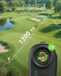 Hoorola Range Finder Golf, 1200 Yards Rangefinder with Slope, 7X Magnification, Flag Pole Locking Vibration, IP54 Water Resistant, Rechargeable Battery, Magnet Stripe, Golf Accessories for Men Women