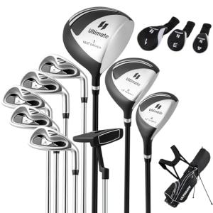 Tangkula 9/10 Pieces Men's Complete Golf Clubs Set Right Hand, Includes 460cc Alloy #1 Driver & #3 Fairway Wood & #4 Hybrid & #6/#7/#8/#9/#P Irons & Putter, Golf Club Set