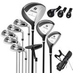 Tangkula 9/10 Pieces Men's Complete Golf Clubs Set Right Hand, Includes 460cc Alloy #1 Driver & #3 Fairway Wood & #4 Hybrid & #6/#7/#8/#9/#P Irons & Putter, Golf Club Set
